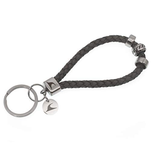 WAVEPIRATE® Echt Leder Edelstahl Schlüsselanhänger Keychain F Wave Silver geflochten D Grau Damen Herren von WAVEPIRATE