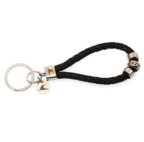 WAVEPIRATE® Echt Leder Edelstahl Schlüsselanhänger Keychain F Wave Silver geflochten Schwarz Damen Herren von WAVEPIRATE