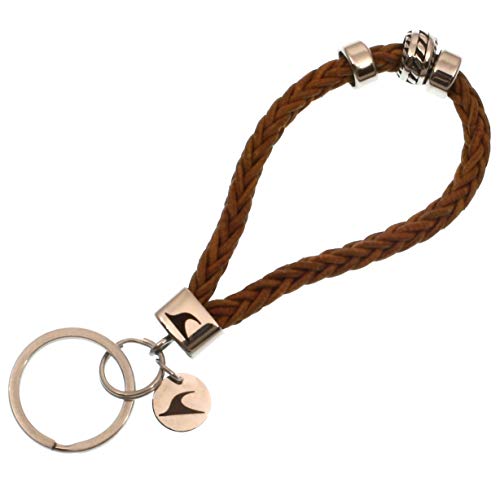 WAVEPIRATE® Echt Leder Edelstahl Schlüsselanhänger Keychain Z8 Wave Silver geflochten Cognac/C Damen Herren von WAVEPIRATE