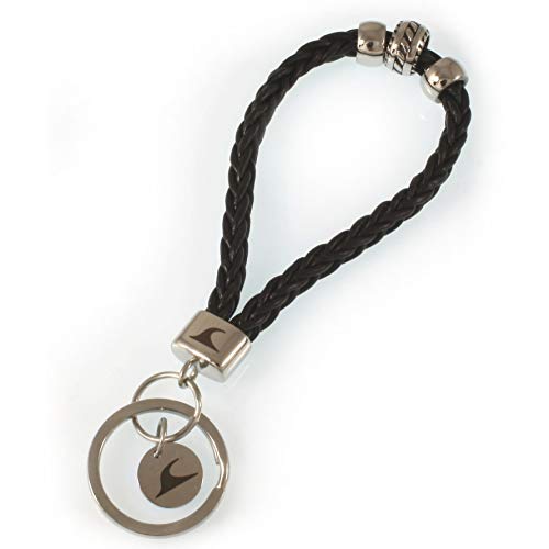 WAVEPIRATE® Echt Leder Edelstahl Schlüsselanhänger Keychain Z8 Wave Silver geflochten Schwarz Damen Herren von WAVEPIRATE