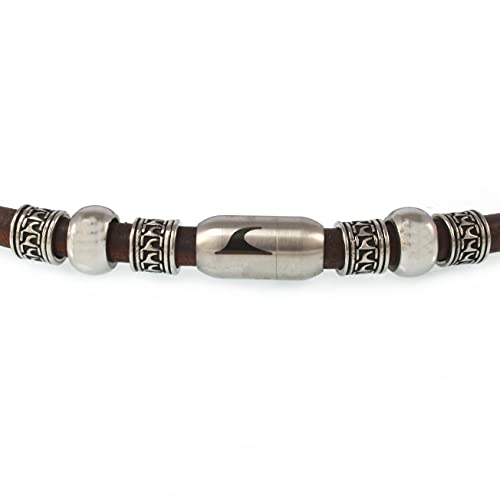 WAVEPIRATE® Echt Leder-Halskette ATOLL R Braun 51 cm Edelstahl-Verschluss in Geschenk-Box Surfer Herren Männer von WAVEPIRATE