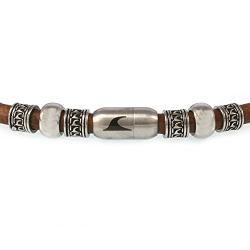 WAVEPIRATE® Echt Leder-Halskette ATOLL R Cognac 57 cm Edelstahl-Verschluss in Geschenk-Box Surfer Herren Männer von WAVEPIRATE