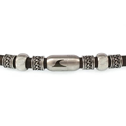 WAVEPIRATE® Echt Leder-Halskette ATOLL R Dunkelbraun 48 cm Edelstahl-Verschluss in Geschenk-Box Surfer Herren Männer von WAVEPIRATE