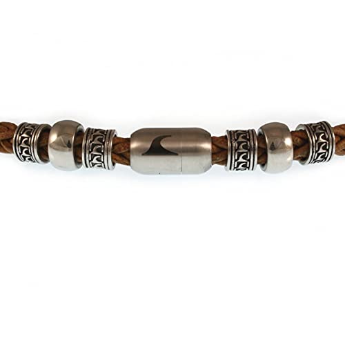 WAVEPIRATE® Echt Leder-Halskette ATOLL Z8 Cognac 48 cm Edelstahl-Verschluss in Geschenk-Box Surfer Herren Männer von WAVEPIRATE