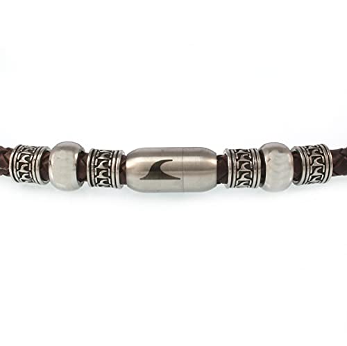 WAVEPIRATE® Echt Leder-Halskette ATOLL F Braun 45 cm Edelstahl-Verschluss in Geschenk-Box Surfer Herren Männer von WAVEPIRATE