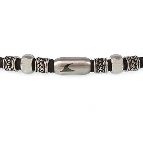 WAVEPIRATE® Echt Leder-Halskette ATOLL F Schwarz Silber 45 cm Edelstahl-Verschluss in Geschenk-Box Surfer Herren Männer von WAVEPIRATE