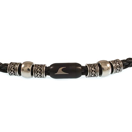WAVEPIRATE® Echt Leder-Halskette ATOLL Z8 Schwarz Schwarz 45 cm Edelstahl-Verschluss in Geschenk-Box Surfer Herren Männer von WAVEPIRATE