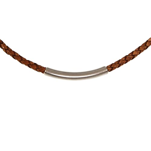 WAVEPIRATE® Echt Leder-Halskette CURVE F Cognac 48 cm Edelstahl-Verschluss in Geschenk-Box Surfer Damen von WAVEPIRATE