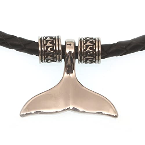 WAVEPIRATE® Echt Leder-Halskette MOBY Walflosse F Schwarz 42 cm Edelstahl-Verschluss in Geschenk-Box Surfer Herren Männer von WAVEPIRATE