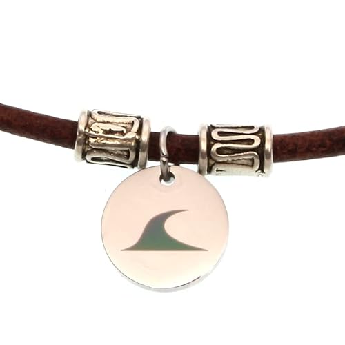 WAVEPIRATE® Echt Leder-Halskette REEF R Cognac 42 cm Edelstahl-Verschluss in Geschenk-Box Surfer Männer Herren Damen von WAVEPIRATE