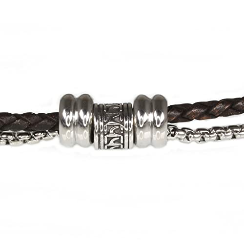 WAVEPIRATE® Halskette LES Leder Edelstahl F Braun 45 cm Edelstahl-Verschluss in Geschenk-Box Surfer Herren Damen von WAVEPIRATE