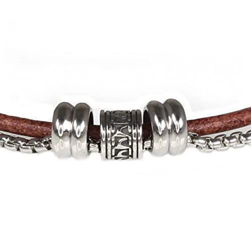 WAVEPIRATE® Halskette LES Leder Edelstahl R Cognac 42 cm Edelstahl-Verschluss in Geschenk-Box Surfer Herren Damen von WAVEPIRATE