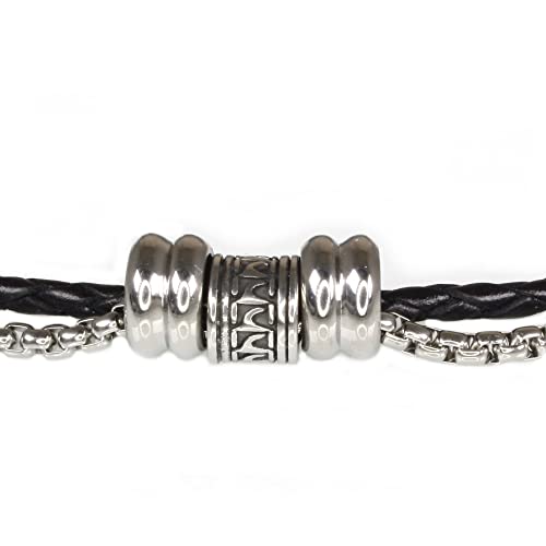 WAVEPIRATE® Halskette Les Leder Edelstahl F Schwarz 60 cm Edelstahl-Verschluss in Geschenk-Box Surfer Herren Damen von WAVEPIRATE