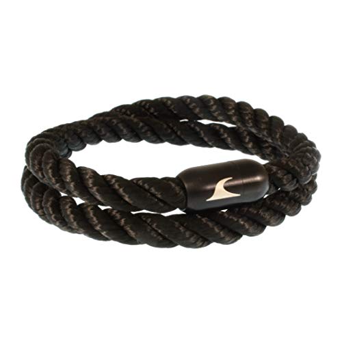 WAVEPIRATE® Segeltau-Armband Hawaii K Schwarz/Sw 39 cm Edelstahl-Verschluss in Geschenk-Box Surfer Männer Herren von WAVEPIRATE