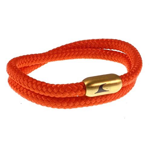 WAVEPIRATE® Segeltau-Armband Hawaii ST Orange/Gold 42 cm Edelstahl-Verschluss in Geschenk-Box Surfer Männer Herren Damen von WAVEPIRATE