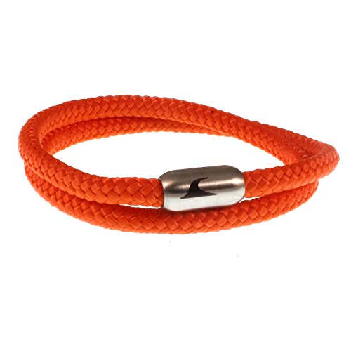 WAVEPIRATE® Segeltau-Armband Hawaii ST Orange/Silber 45 cm Edelstahl-Verschluss in Geschenk-Box Surfer Männer Herren Damen von WAVEPIRATE