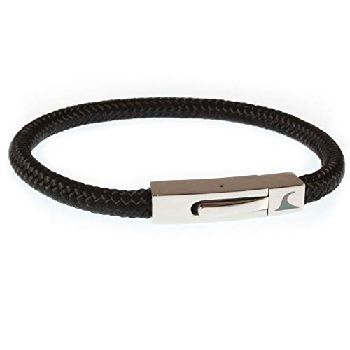 WAVEPIRATE® Segeltau-Armband ONE ST Schwarz 23 cm Edelstahl-Verschluss in Geschenk-Box Surfer Männer Herren von WAVEPIRATE