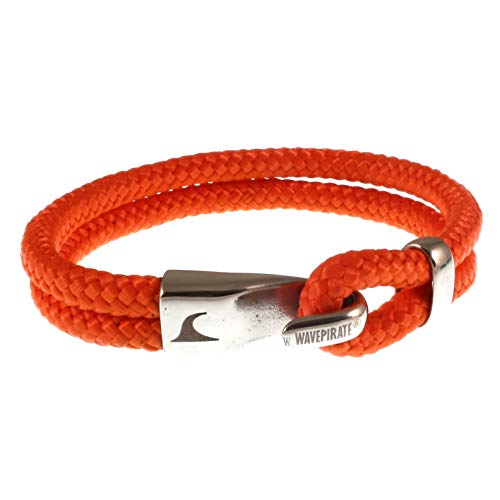 WAVEPIRATE® Segeltau-Armband Peak ST Orange 23 cm Edelstahl-Verschluss in Geschenk-Box Surfer Herren Männer von WAVEPIRATE