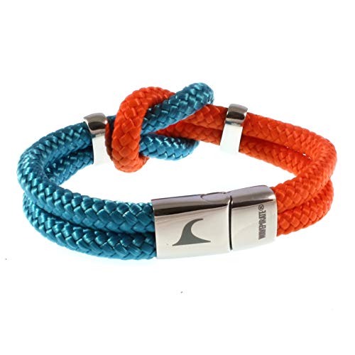 WAVEPIRATE® Segeltau-Armband Pure ST Blau/Orange 23 cm Edelstahl-Verschluss in Geschenk-Box Surfer Damen Frauen von WAVEPIRATE