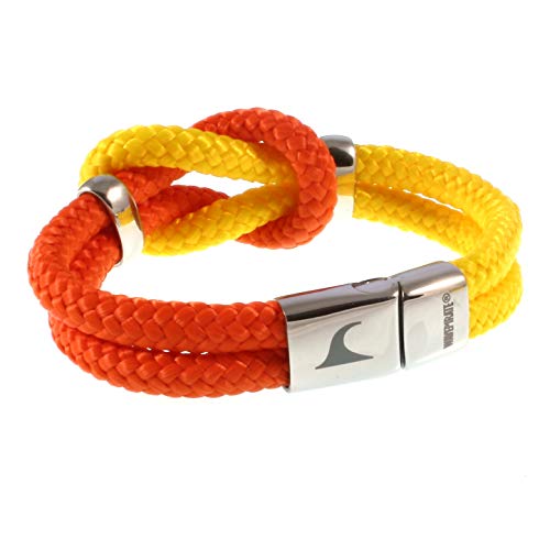 WAVEPIRATE® Segeltau-Armband Pure ST Orange/Gelb 19 cm Edelstahl-Verschluss in Geschenk-Box Surfer Damen Frauen von WAVEPIRATE