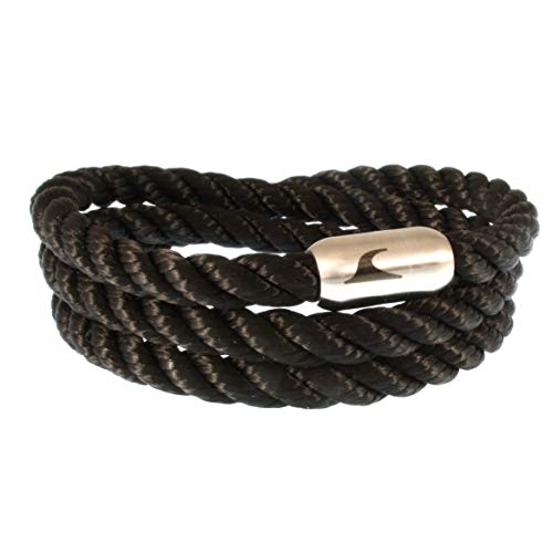 WAVEPIRATE® Segeltau-Armband Storm K Schwarz/SI 62 cm Edelstahl-Verschluss in Geschenk-Box Surfer Männer Herren von WAVEPIRATE