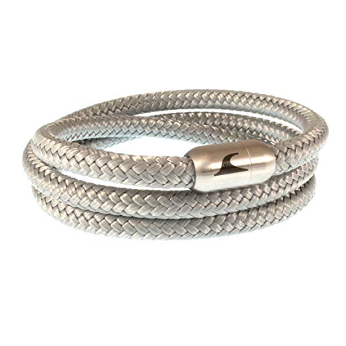 WAVEPIRATE® Segeltau-Armband Storm ST Grau/SI 62 cm Edelstahl-Verschluss in Geschenk-Box Surfer Männer Herren von WAVEPIRATE