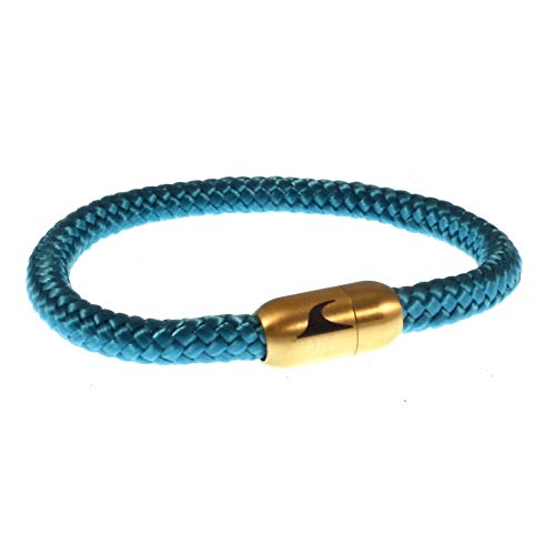 WAVEPIRATE® Segeltau-Armband SYLT Blau/Gold 24 cm Edelstahl-Verschluss in Geschenk-Box Männer Damen Herren von WAVEPIRATE