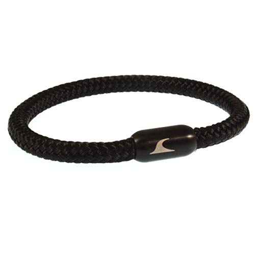 WAVEPIRATE® Segeltau-Armband Sylt ST Schwarz/Schwarz 22 cm Edelstahl-Verschluss in Geschenk-Box Männer Damen Herren von WAVEPIRATE