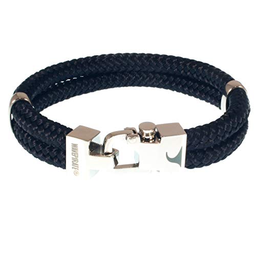 WAVEPIRATE® Segeltau-Armband Turn ST Nachtblau 18 cm Edelstahl-Verschluss in Geschenk-Box Surfer Herrenarmband Männer von WAVEPIRATE