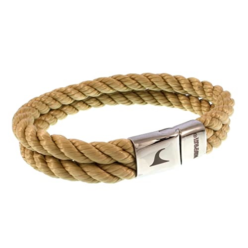 WAVEPIRATE® Segeltau-Armband Tarifa K Beige 21 cm Edelstahl-Verschluss in Geschenk-Box Surfer Männer Herren von WAVEPIRATE