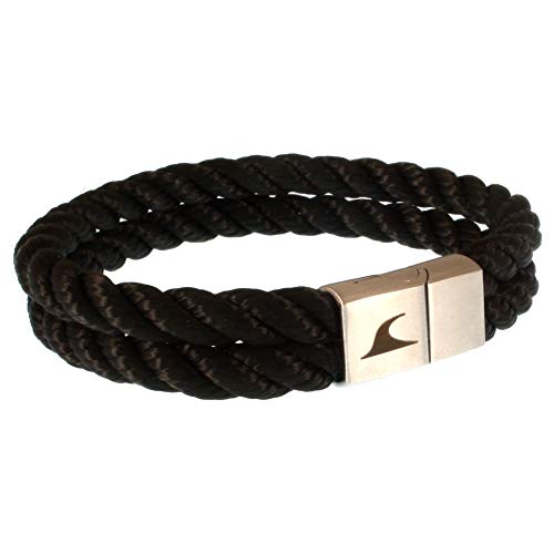 WAVEPIRATE® Segeltau-Armband Tarifa K Schwarz 21 cm Edelstahl-Verschluss in Geschenk-Box Surfer Männer Herren von WAVEPIRATE
