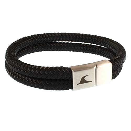 WAVEPIRATE® Segeltau-Armband Tarifa ST Schwarz 24 cm Edelstahl-Verschluss in Geschenk-Box Surfer Männer Herren von WAVEPIRATE