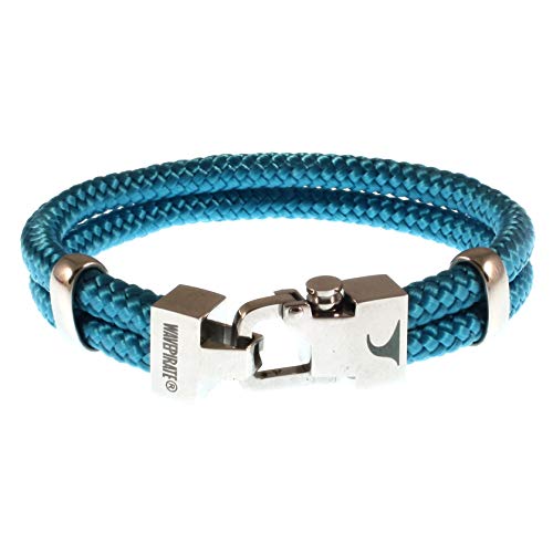 WAVEPIRATE® Segeltau-Armband Turn ST2 Blau 23 cm Edelstahl-Verschluss in Geschenk-Box Surfer Herrenarmband Männer von WAVEPIRATE