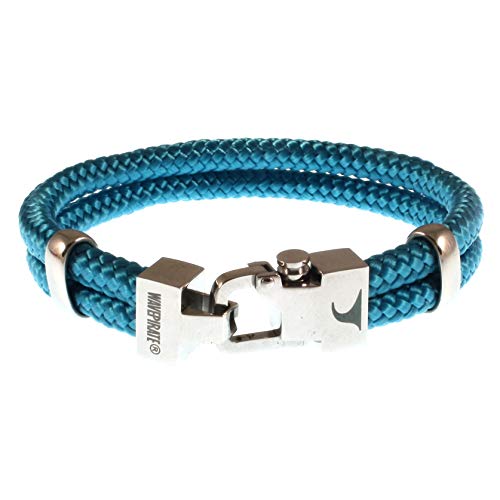 WAVEPIRATE® Segeltau-Armband Turn ST2 Blau 24 cm Edelstahl-Verschluss in Geschenk-Box Surfer Herrenarmband Männer von WAVEPIRATE