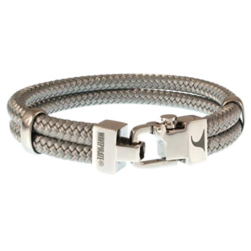 WAVEPIRATE® Segeltau-Armband Turn ST Grau 23 cm Edelstahl-Verschluss in Geschenk-Box Surfer Herrenarmband Männer von WAVEPIRATE
