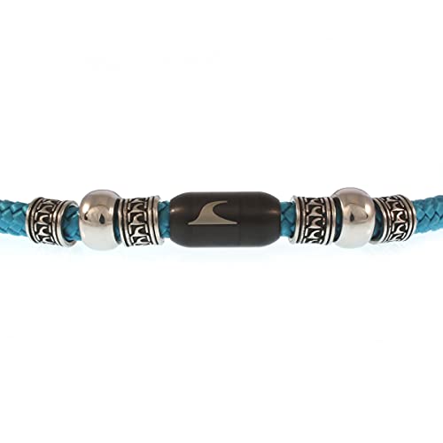WAVEPIRATE® Segeltau Halskette ATOLL ST Blau Schwarz 54 cm Edelstahl-Verschluss in Geschenk-Box Surfer Herren Männer von WAVEPIRATE