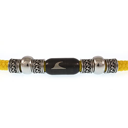WAVEPIRATE® Segeltau Halskette ATOLL ST Gelb Schwarz 45 cm Edelstahl-Verschluss in Geschenk-Box Surfer Herren Männer von WAVEPIRATE
