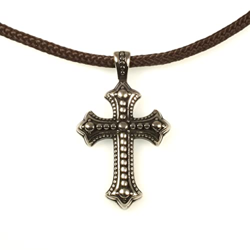 WAVEPIRATE® Segeltau-Halskette Edelstahl KREUZ ST CROSS Braun 54 cm Edelstahl-Verschluss in Geschenk-Box Surfer Herren Damen von WAVEPIRATE