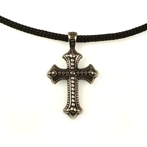 WAVEPIRATE® Segeltau-Halskette Edelstahl KREUZ ST CROSS Schwarz 57 cm Edelstahl-Verschluss in Geschenk-Box Surfer Herren Damen von WAVEPIRATE