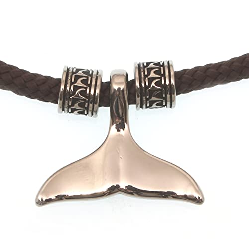 WAVEPIRATE® Segeltau Halskette MOBY Walflosse ST Braun 42 cm Edelstahl-Verschluss in Geschenk-Box Surfer Herren Männer von WAVEPIRATE