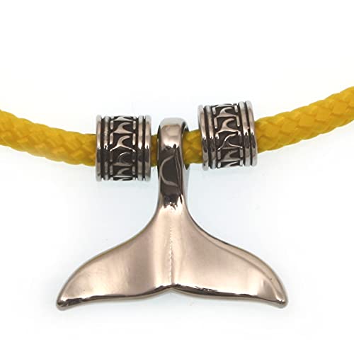 WAVEPIRATE® Segeltau Halskette MOBY Walflosse ST Gelb 54 cm Edelstahl-Verschluss in Geschenk-Box Surfer Herren Männer von WAVEPIRATE