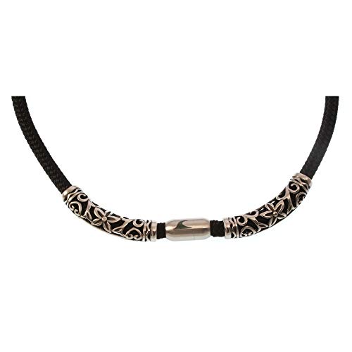 WAVEPIRATE® Segeltau-Halskette XO2 ST Schwarz 48 cm Edelstahl-Parts in Geschenk-Box Surfer Herren Männer von WAVEPIRATE