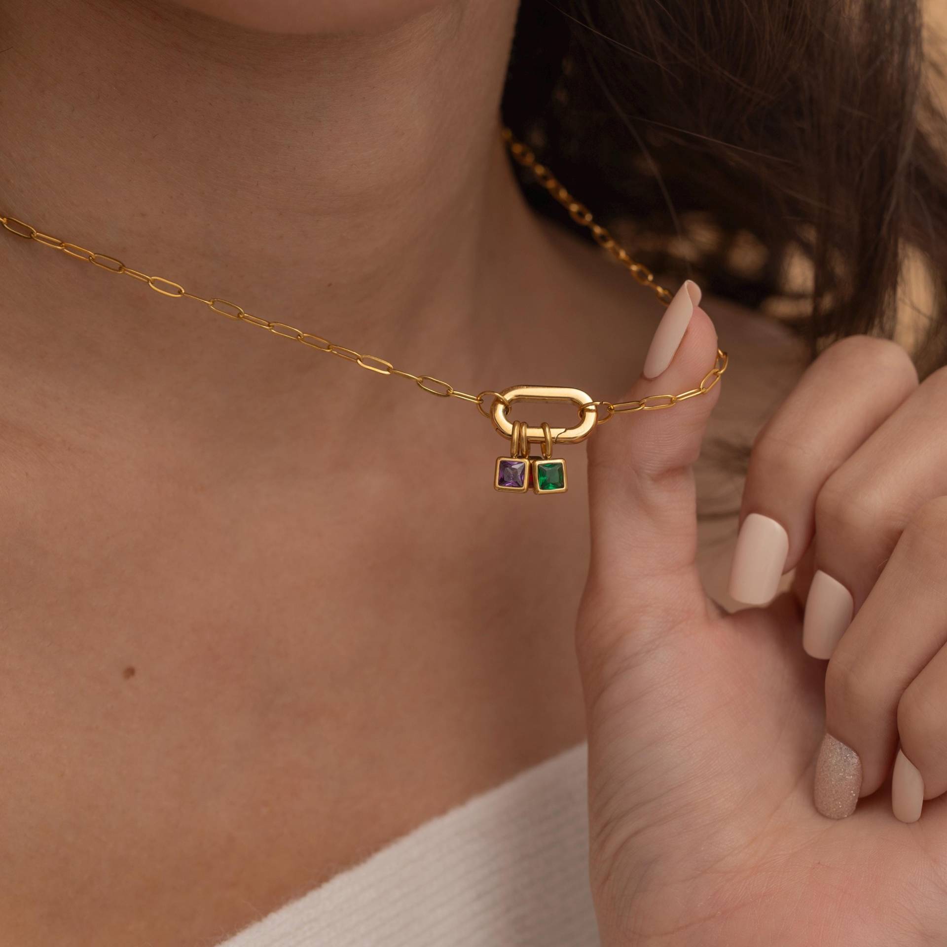 Karabiner Geburtsstein Anhänger Halskette, Mehrere Benutzerdefinierte Birthstone Halskette Für Mama, Muttertagsgeschenk Schmuck, Weihnachtsgeschenk von WAVESPERSONALIZED