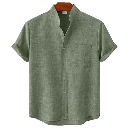 Hawaiisch Hemd Herren Aloha Shirts Leinen Henley Sommer Strand Zwanglos Kurzer Ärmel von WAVOTIQ