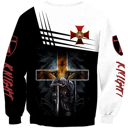 Herren Retro Templer Bedrucktes Sweatshirt ohne Kapuze Langarm Rundhals Retro Grafik Pullover Pullover Mode Hip Hop Hoodie Sportbekleidung von WAVOTIQ