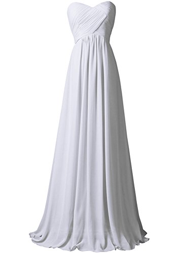 WAWALI A-Line Straplees Ball Abendkleider Party Kleider 6 Weiß von WAWALI