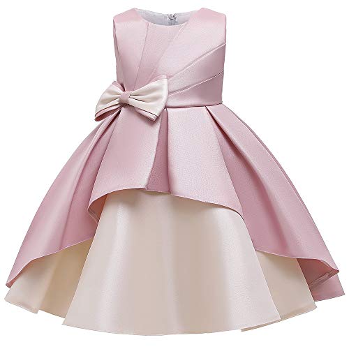 WAWALI Mädchen Elegante Kleidung Prinzessin Kleid Satin Nähen Geburtstagsfeier Hochzeitskleid Abendkleider 10 Rose von WAWALI