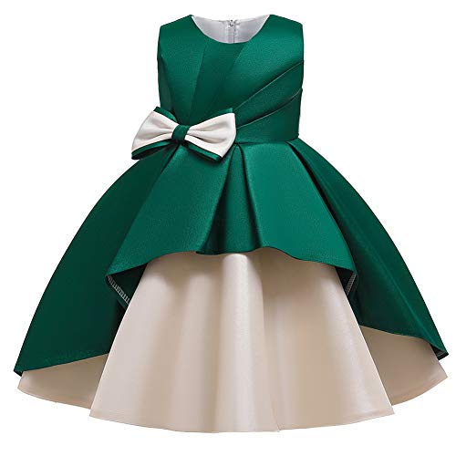 WAWALI Mädchen Elegante Kleidung Prinzessin Kleid Satin Nähen Geburtstagsfeier Hochzeitskleid Abendkleider 3 Grün von WAWALI