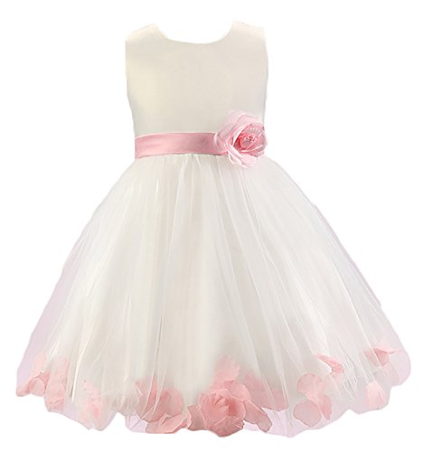 WAWALI Mädchen Tüll Hochzeit Partei Blütenblatt Prinzessinnen Kleid 8 Pink von WAWALI