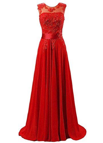 WAWALI Spitze Applikationen Damen Kleid Abend Party Abschlussball 16 Rot von WAWALI